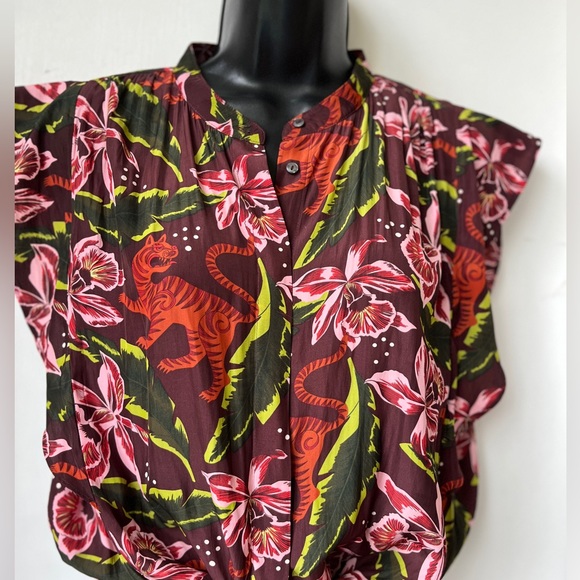scotch and soda Floral Print Playsuit romper jumpsuit. Tiger tropical print sz L - Picture 8 of 17